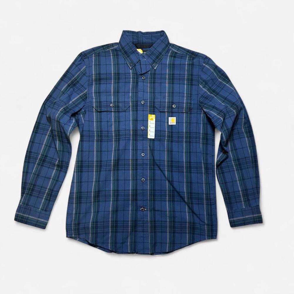 NWT Carhartt‎ Loose Fit Flannel Blue and Green Size S